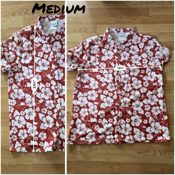 Texas red Hawaiian Shirts Short Sleeve Beach Floral button down SZ small Medium - Picture 7 of 7